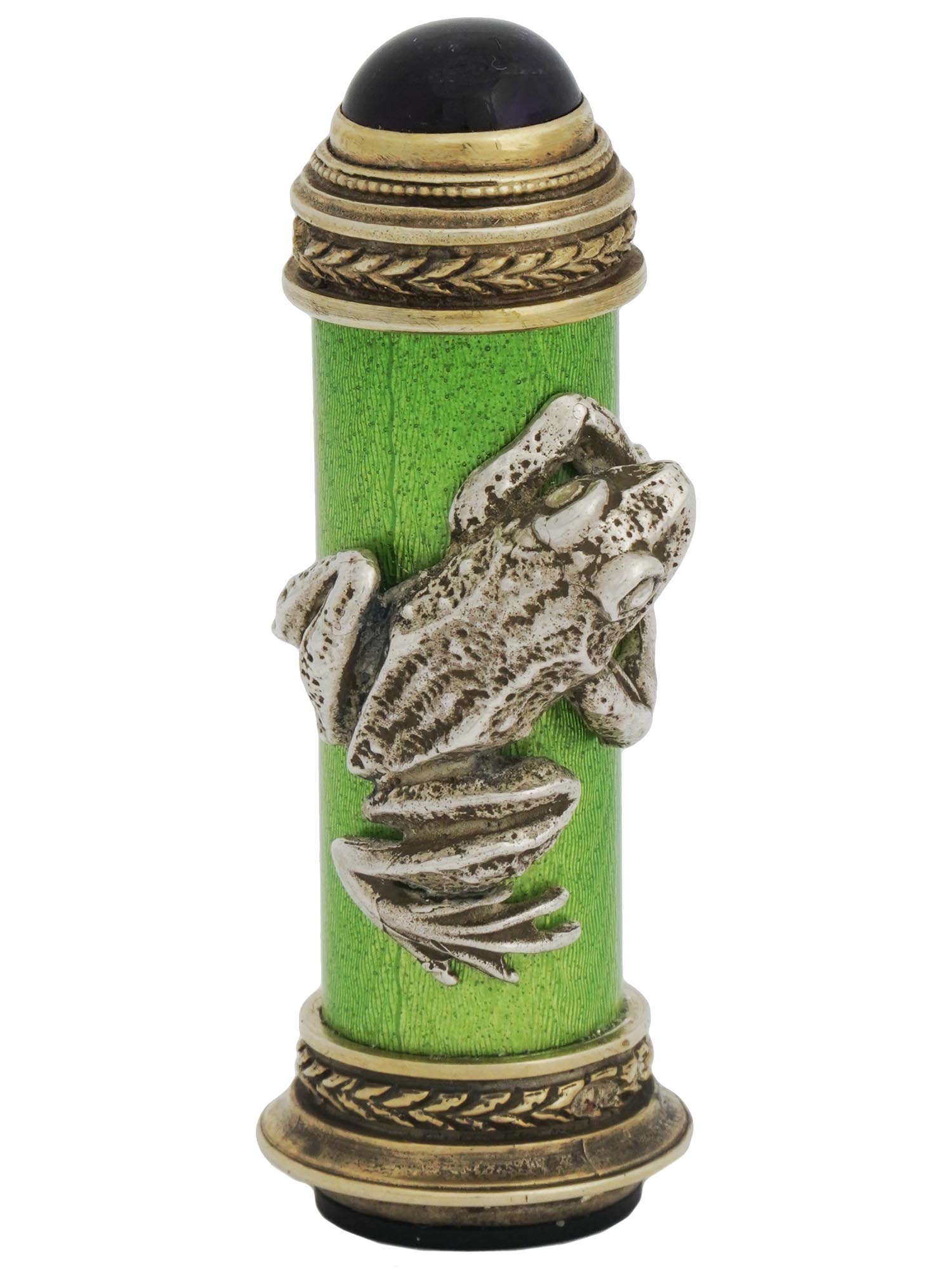 RUSSIAN GILT SILVER GUILLOCHE ENAMEL DESK SEAL PIC-0